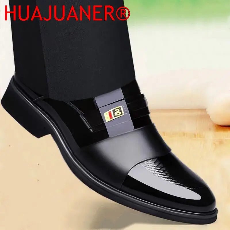 Men Leather Casual Shoes Men Shoes Autumn New Business Formal Men Leather Shoes Casual Cover Foot Heightening Leather Shoes Men - La Tienda Bella