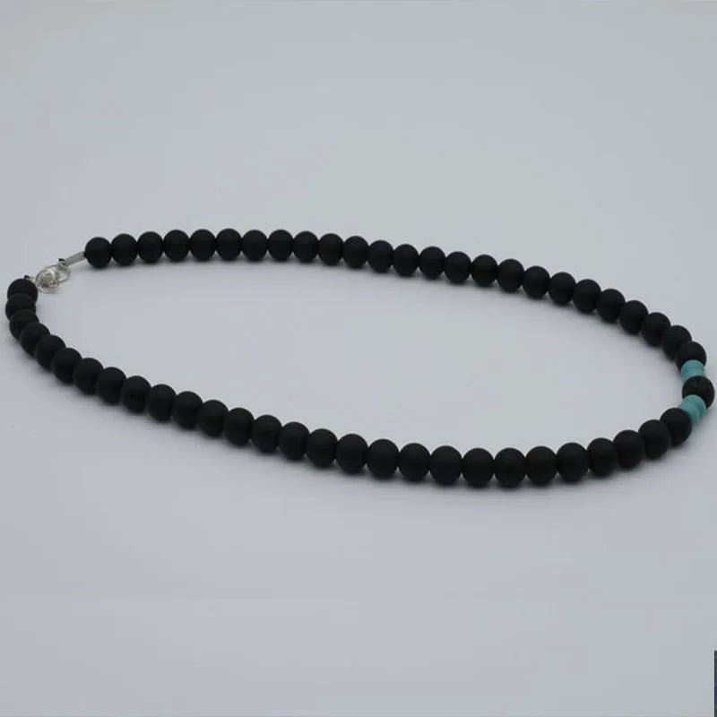 men necklace, necklace for men, Men lava bead Necklace, Mens Beaded necklace, turquoise necklace men - La Tienda Bella