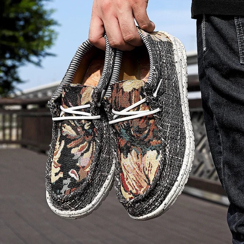 Men's Canvas Shoes Sneakers Outdoor Men Canvas Loafers Designer Graffiti Men vulcanized Flat Men Walking Moccasins Men Sneakers - La Tienda Bella