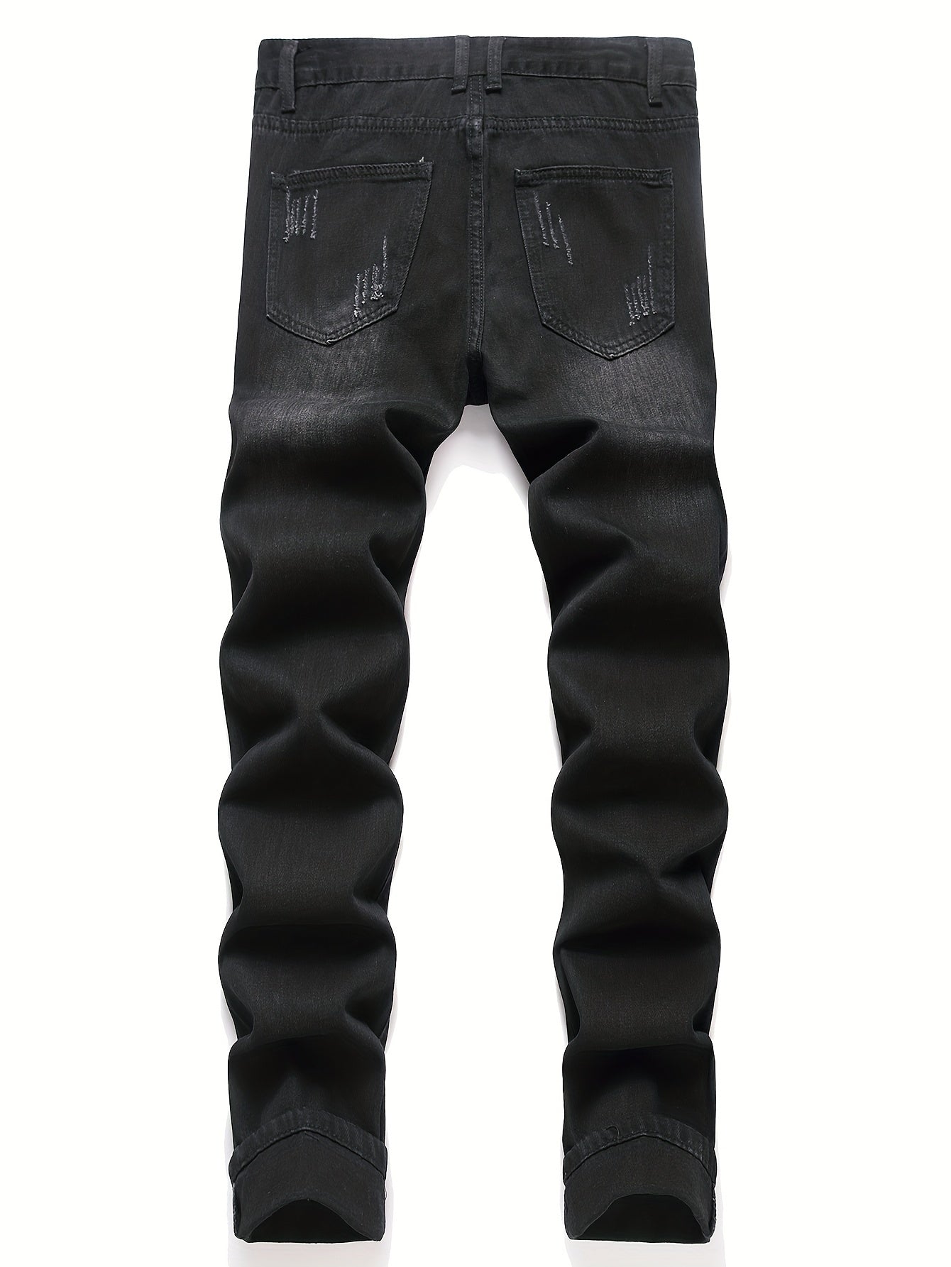 Men's Denim Jeans with Star Embroidery - Street Style, Regular Fit, Non - Stretch, Conventional Length, Suitable for All Seasons, Water Washed, Regular Closure with Built - in Zipper, Suitable for Men, Woven by Skein Weaving, Pat - La Tienda Bella
