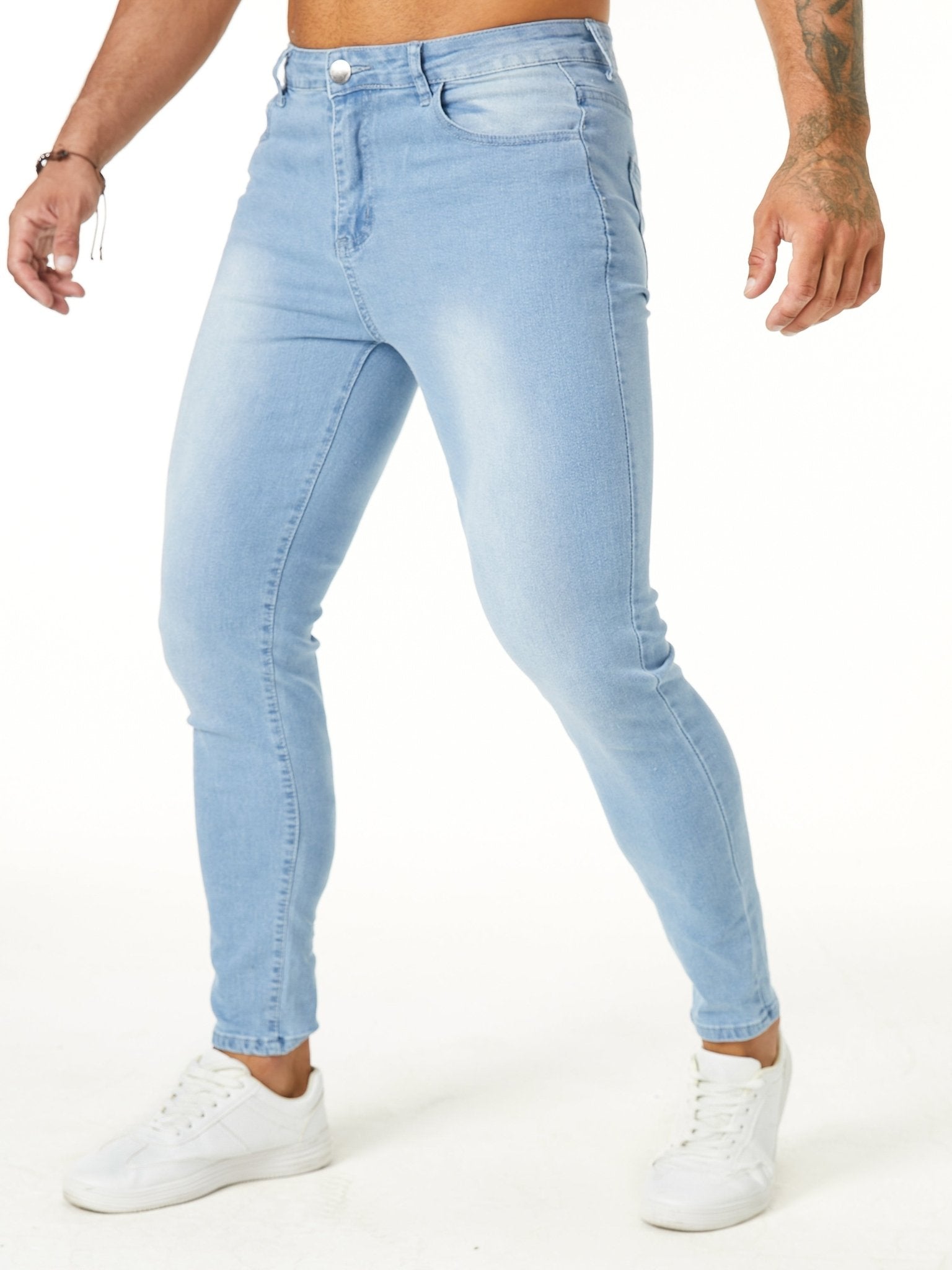 Men's Jeans - Classic Five - Pocket Design with Distressed Knee Frays, Relaxed Fit Stretch Denim Pants for Everyday & Formal Outfits - Machine Washable Non - See - Through Casual Streetwear (Adult Men), Versatile Clothing, Modern F - La Tienda Bella
