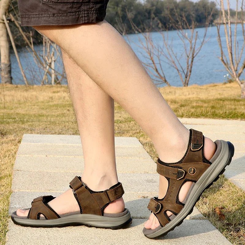 Men's Sandals outdoor Summer Comfortable Men Shoes Soft genuine leather Men Roman Sandals Men Water Trekking Sandals men - La Tienda Bella
