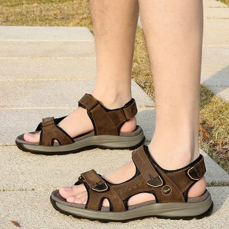 Men's Sandals outdoor Summer Comfortable Men Shoes Soft genuine leather Men Roman Sandals Men Water Trekking Sandals men - La Tienda Bella