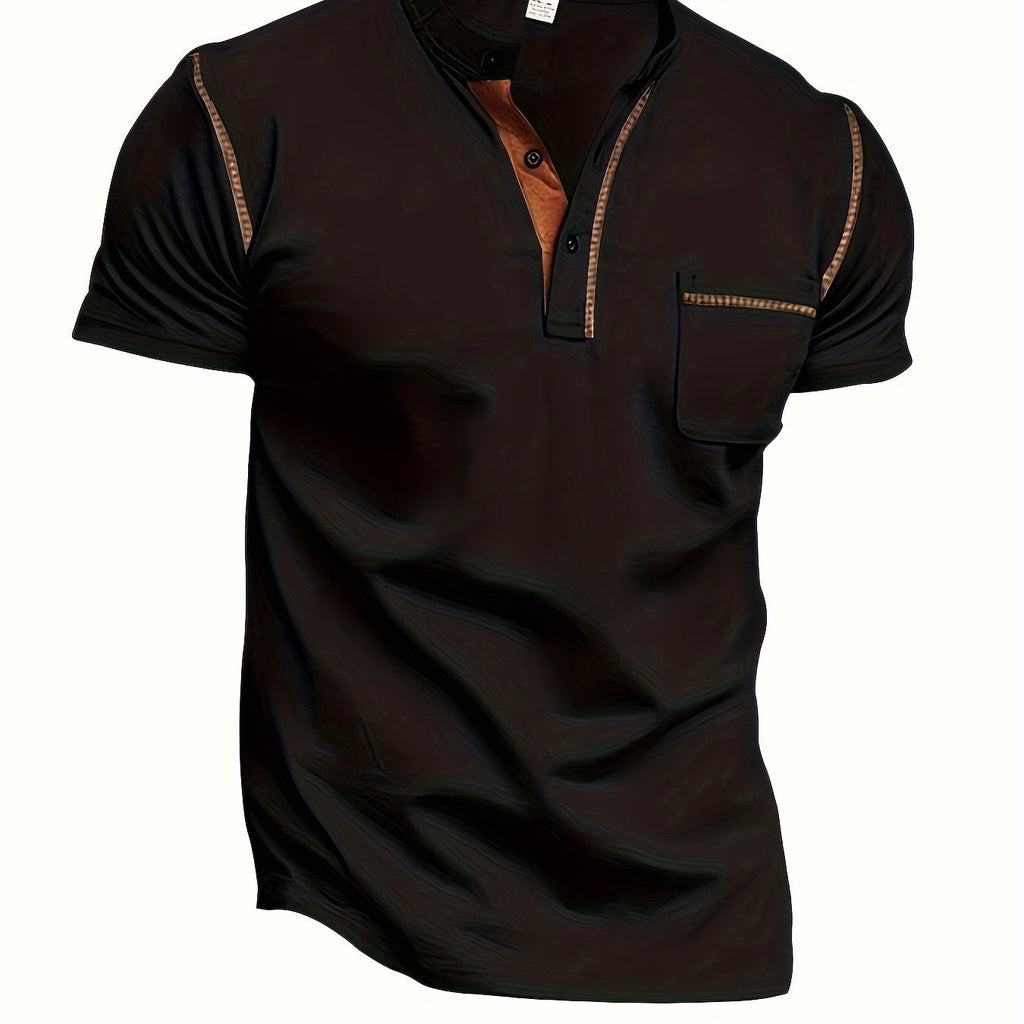 Men's Short Sleeve Henley Tee, Men's Casual Clothing For Summer, Gift For Men - La Tienda Bella