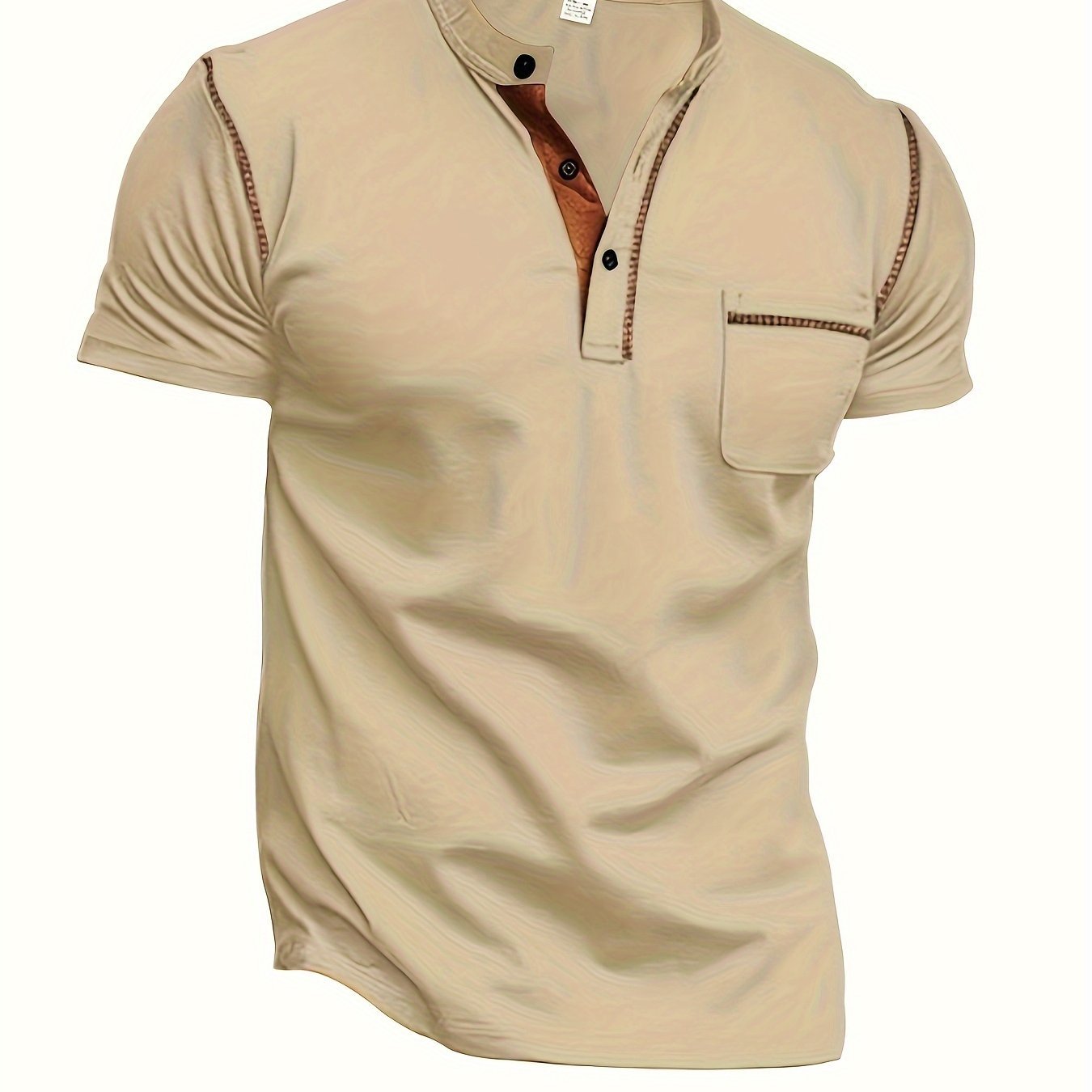 Men's Short Sleeve Henley Tee, Men's Casual Clothing For Summer, Gift For Men - La Tienda Bella