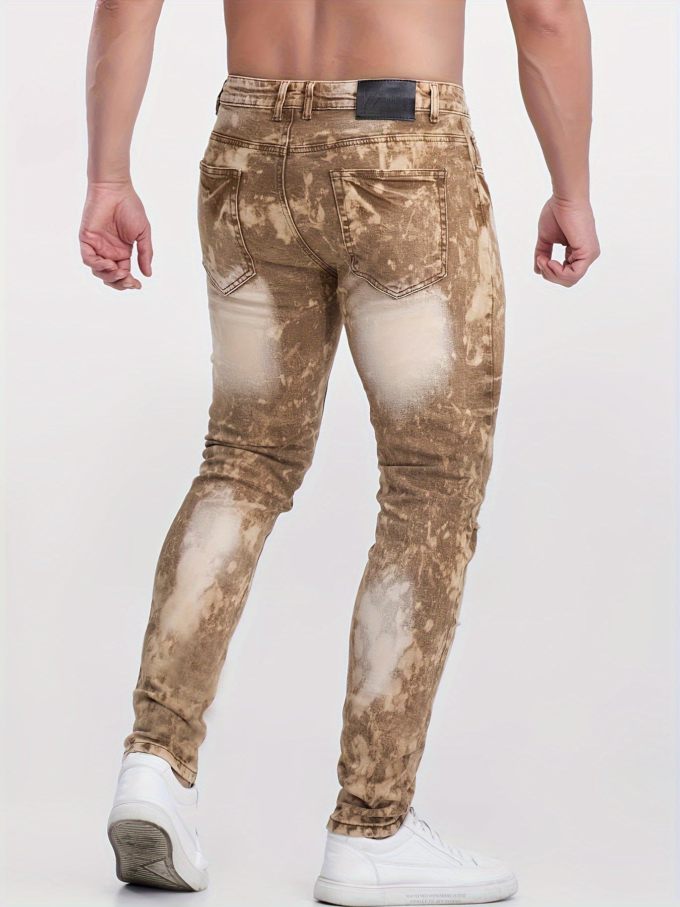 Men's Skinny Fit Distressed Jeans, Fashion Street Style Denim Pants For Men, Four - Season Wear - La Tienda Bella