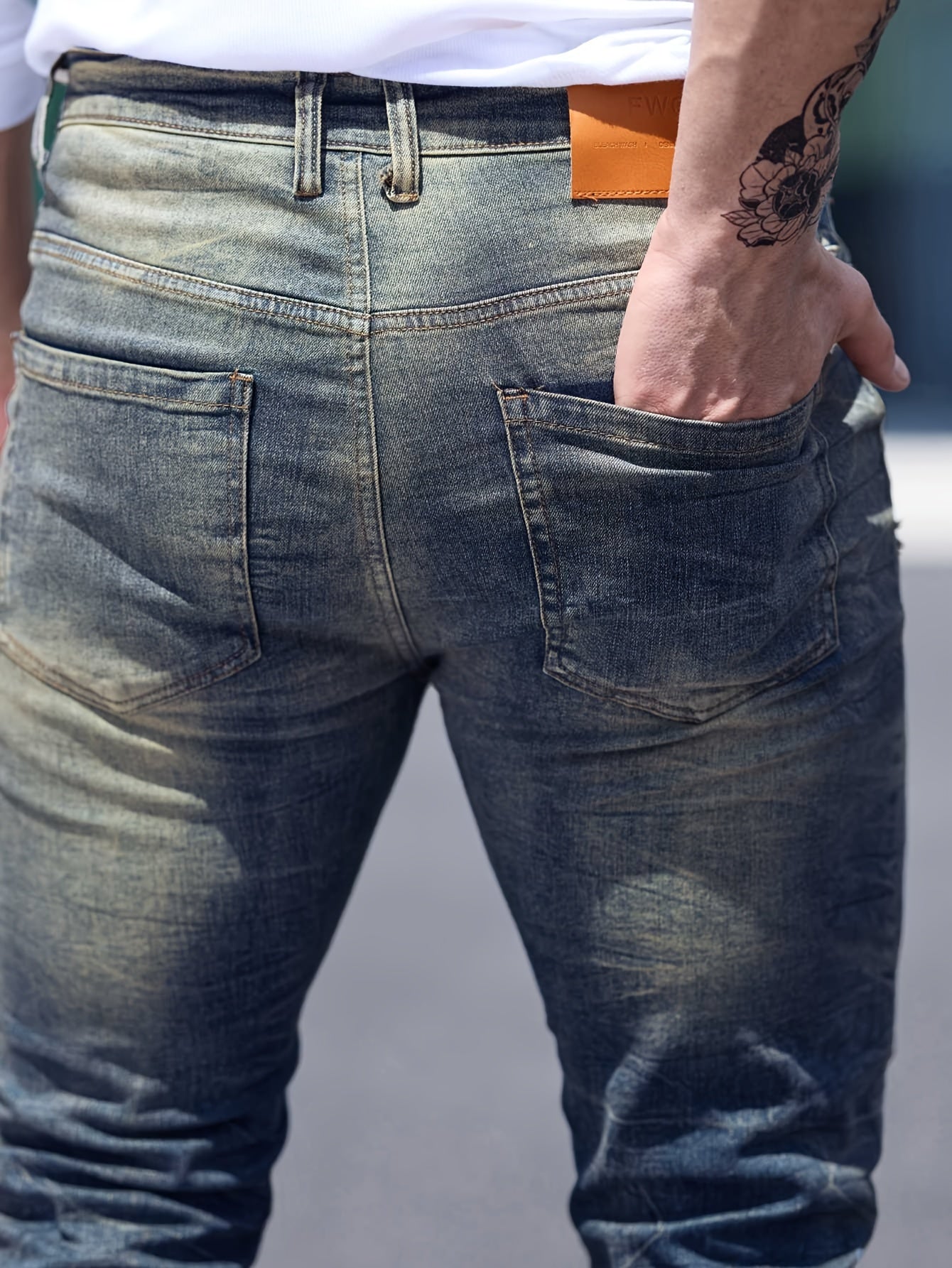 Men's Slim Fit Distressed Ripped Jeans, Fashion Street Style Denim Pants For Men, Versatile For All Seasons - La Tienda Bella