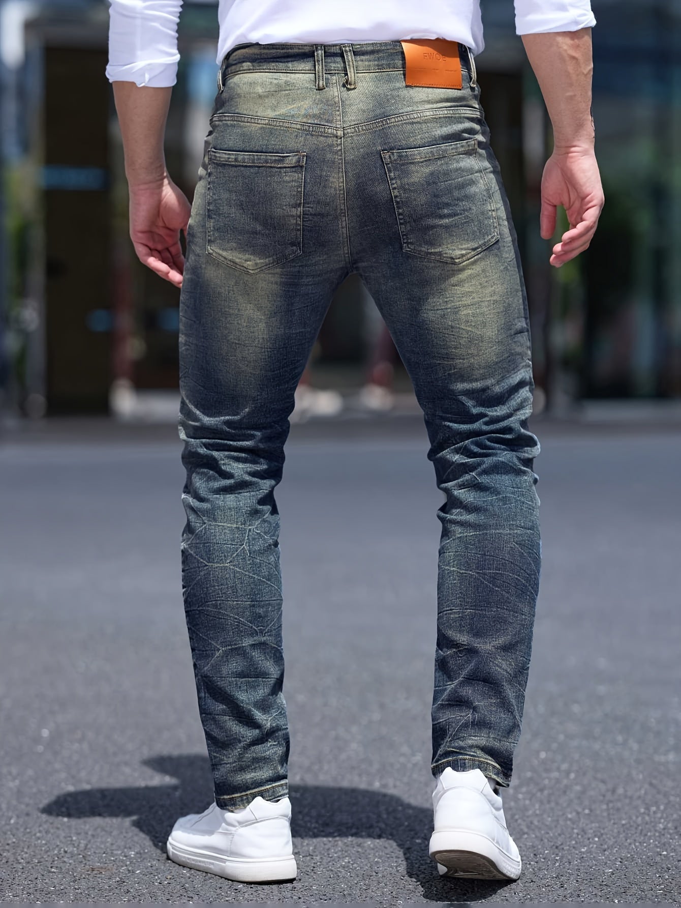 Men's Slim Fit Distressed Ripped Jeans, Fashion Street Style Denim Pants For Men, Versatile For All Seasons - La Tienda Bella