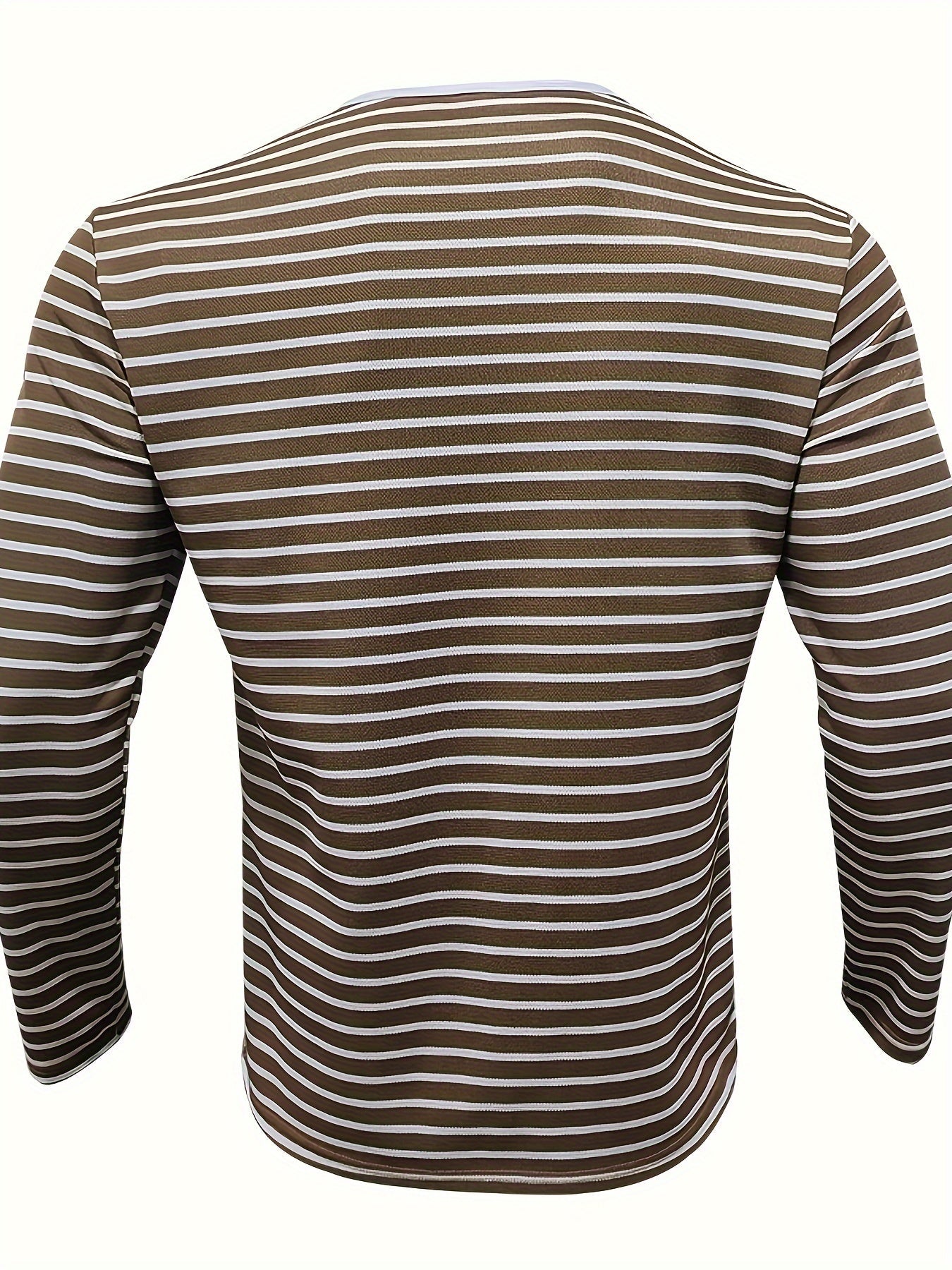 Men's Striped V - Neck Button - Down Casual Sports Henley Shirt, Polyester, Long Sleeve, Regular Fit, Summer Top for Men - La Tienda Bella