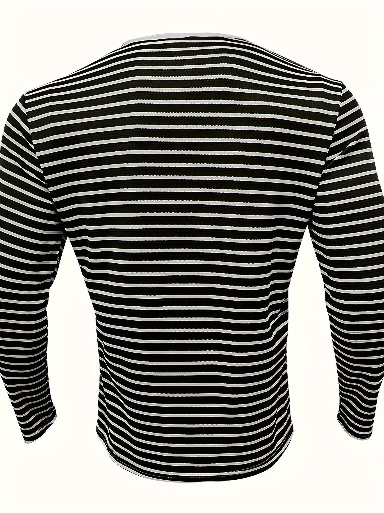 Men's Striped V - Neck Button - Down Casual Sports Henley Shirt, Polyester, Long Sleeve, Regular Fit, Summer Top for Men - La Tienda Bella