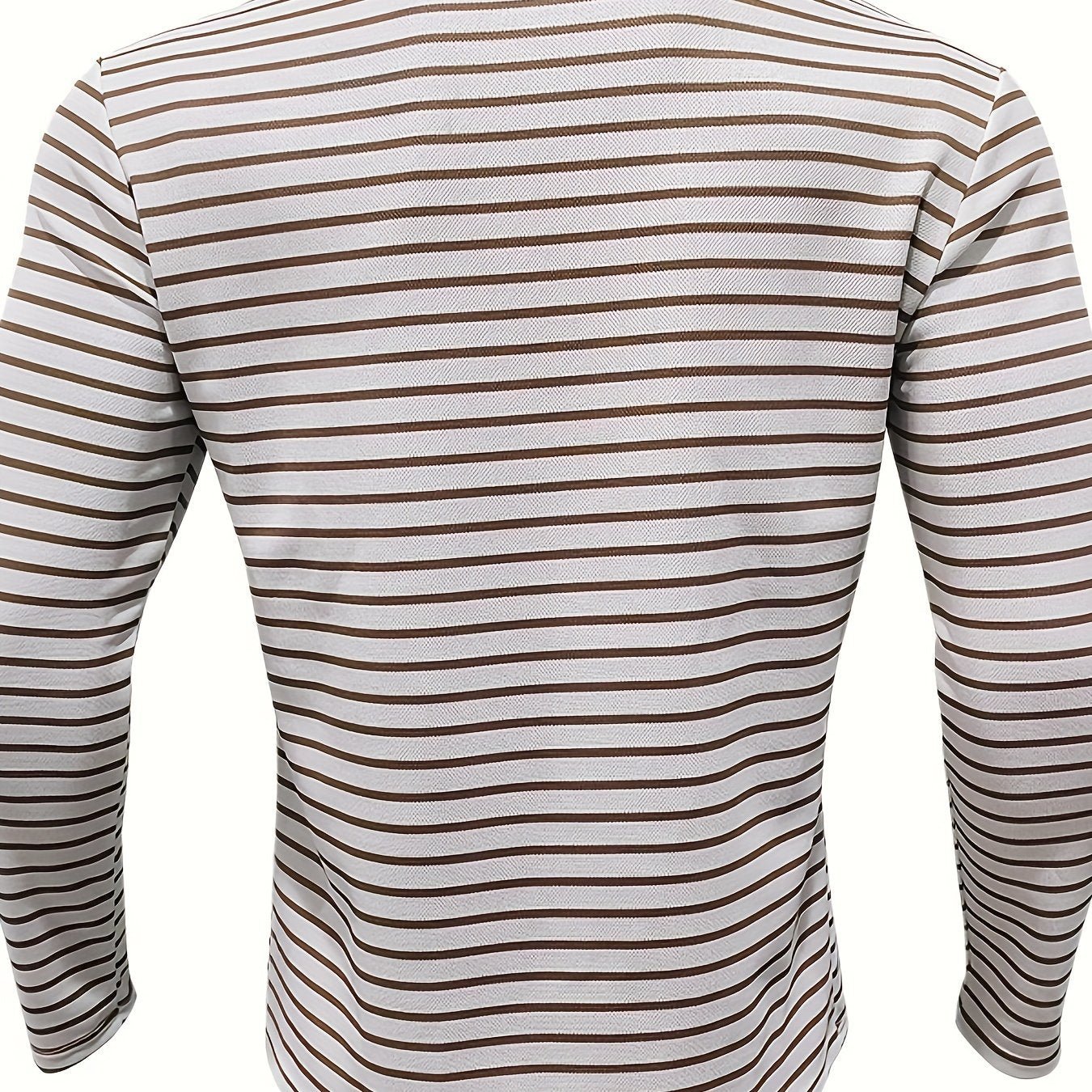 Men's Striped V - Neck Button - Down Casual Sports Henley Shirt, Polyester, Long Sleeve, Regular Fit, Summer Top for Men - La Tienda Bella