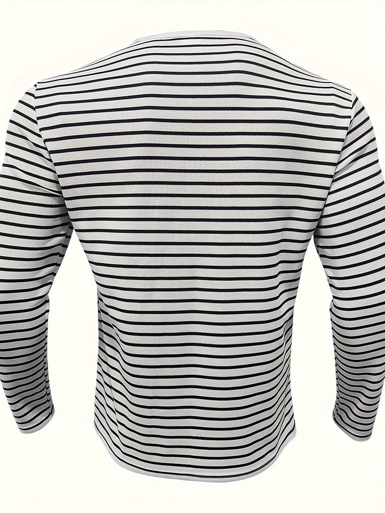 Men's Striped V - Neck Button - Down Casual Sports Henley Shirt, Polyester, Long Sleeve, Regular Fit, Summer Top for Men - La Tienda Bella