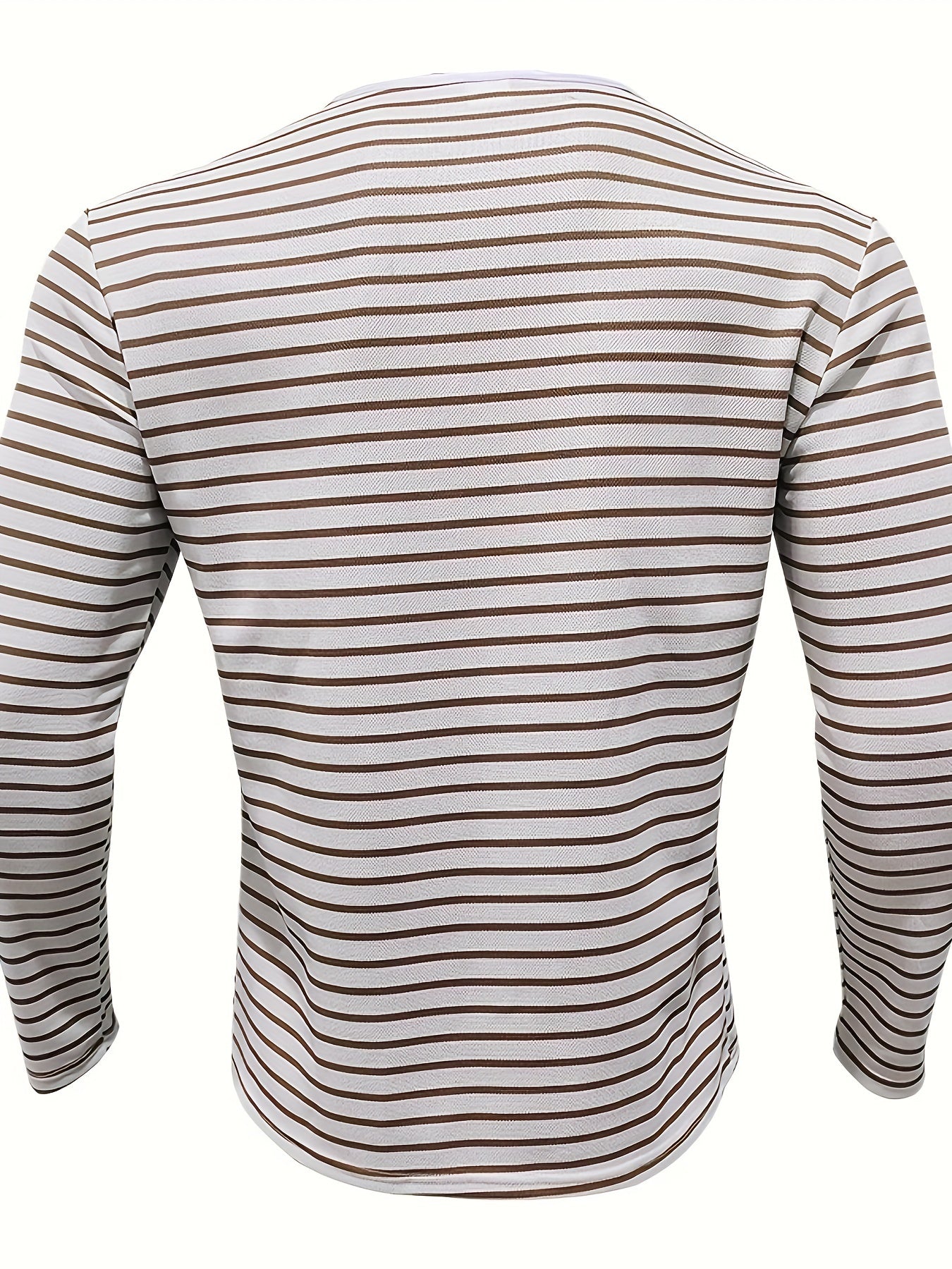 Men's Striped V - Neck Button - Down Casual Sports Henley Shirt, Polyester, Long Sleeve, Regular Fit, Summer Top for Men - La Tienda Bella