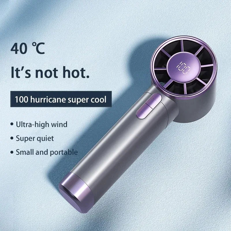 Mini Handheld Fan With Power Display Portable Air Calculating Fan Personal Highspeed Fan Rechargeable Mute Handheld Fan - La Tienda Bella