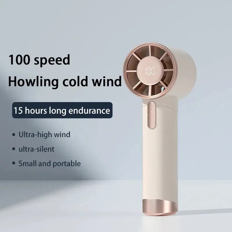 Mini Handheld Fan With Power Display Portable Air Calculating Fan Personal Highspeed Fan Rechargeable Mute Handheld Fan - La Tienda Bella
