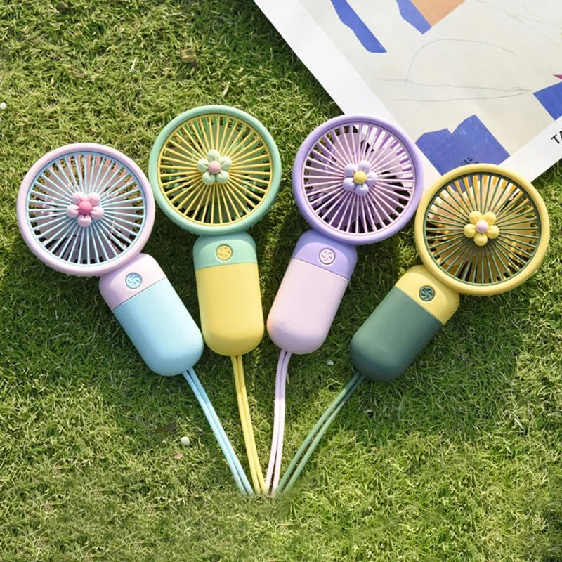 Mini USB Portable Fan Rechargeable Portable Fan Electr Summer For Home Outdoor Standing Mobile Handheld Convenient Cute Flower - La Tienda Bella