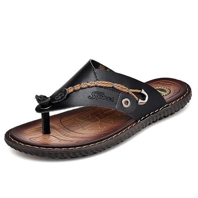 MIXIDELAI Men Sandals Summer Shoes Men Beach Sandals Brand Men Casual Shoes Flip Flops Leather Sneakers Men Slippers Size38 - 46 - La Tienda Bella
