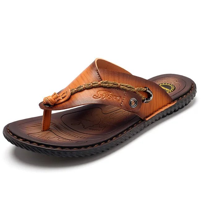 MIXIDELAI Men Sandals Summer Shoes Men Beach Sandals Brand Men Casual Shoes Flip Flops Leather Sneakers Men Slippers Size38 - 46 - La Tienda Bella