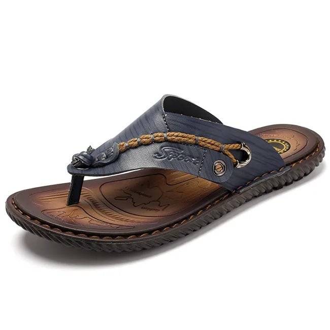 MIXIDELAI Men Sandals Summer Shoes Men Beach Sandals Brand Men Casual Shoes Flip Flops Leather Sneakers Men Slippers Size38 - 46 - La Tienda Bella