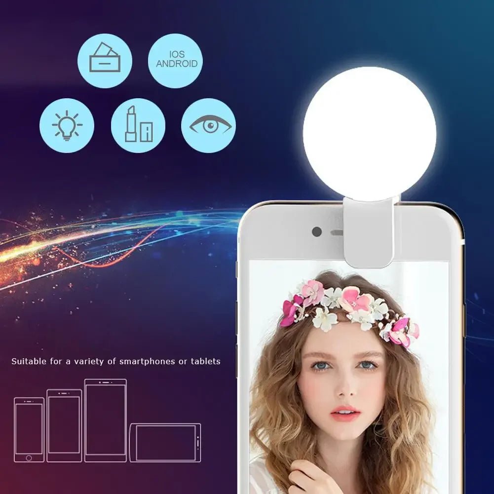 Mobile Phone LED Selfie Ring Light Portable Mini Durable Practical Three Stop Dimming Circle Photography Clip Fill Light - La Tienda Bella
