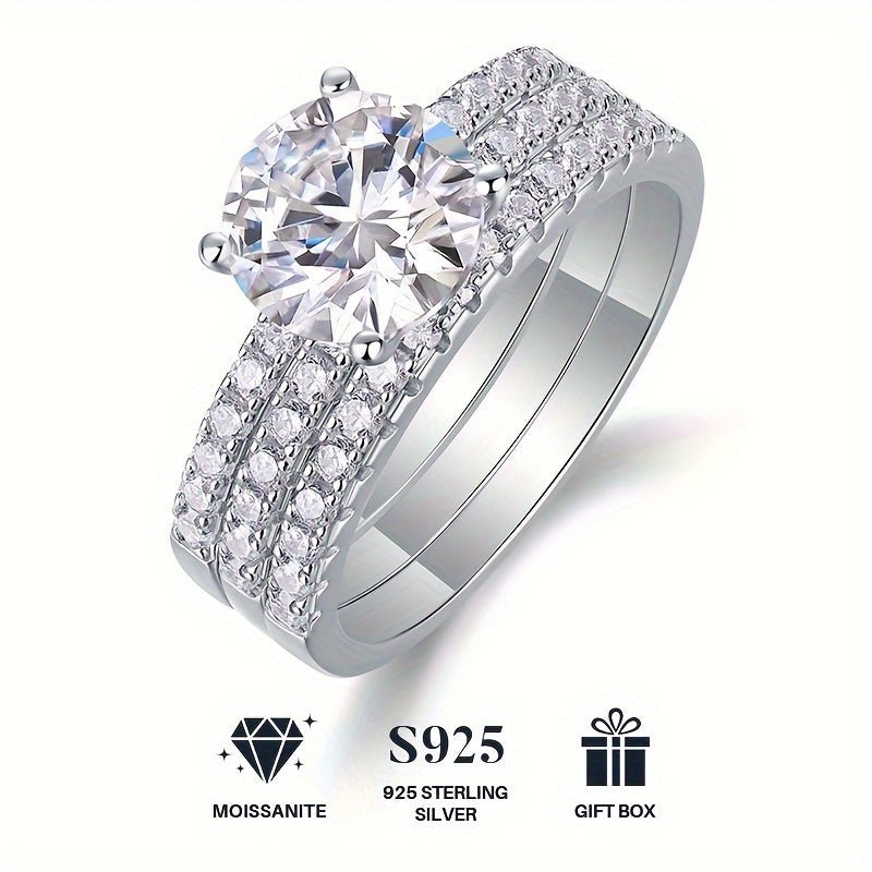 Moissanite Ring 925 Sterling Silver Plated with 18K Gold Plated for Men and Women, Suitable for Banquets, Parties, Official Occasions, Festivals, Valentine's Day, Proposals, Engagements, Weddings, Anniversaries, Birthdays - La Tienda Bella