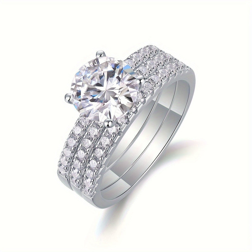 Moissanite Ring 925 Sterling Silver Plated with 18K Gold Plated for Men and Women, Suitable for Banquets, Parties, Official Occasions, Festivals, Valentine's Day, Proposals, Engagements, Weddings, Anniversaries, Birthdays - La Tienda Bella