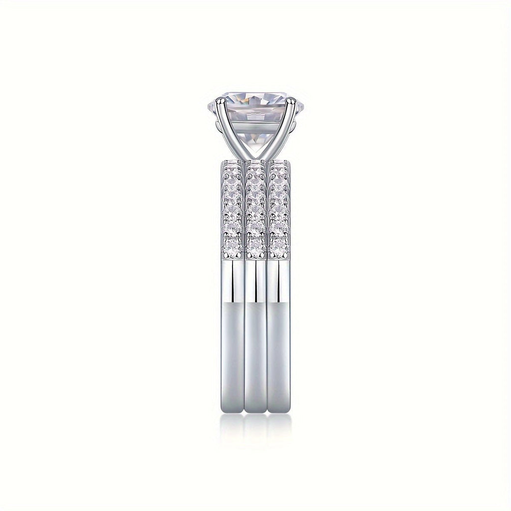 Moissanite Ring 925 Sterling Silver Plated with 18K Gold Plated for Men and Women, Suitable for Banquets, Parties, Official Occasions, Festivals, Valentine's Day, Proposals, Engagements, Weddings, Anniversaries, Birthdays - La Tienda Bella