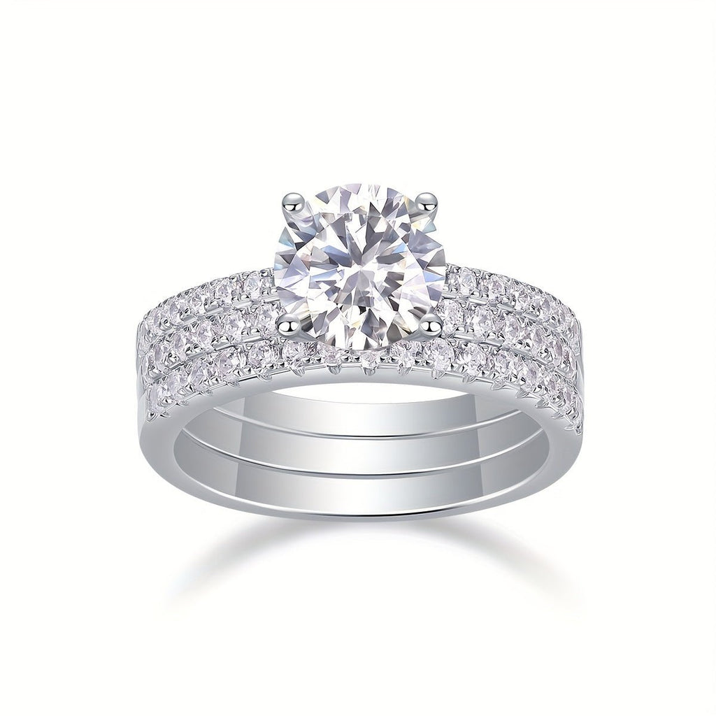Moissanite Ring 925 Sterling Silver Plated with 18K Gold Plated for Men and Women, Suitable for Banquets, Parties, Official Occasions, Festivals, Valentine's Day, Proposals, Engagements, Weddings, Anniversaries, Birthdays - La Tienda Bella