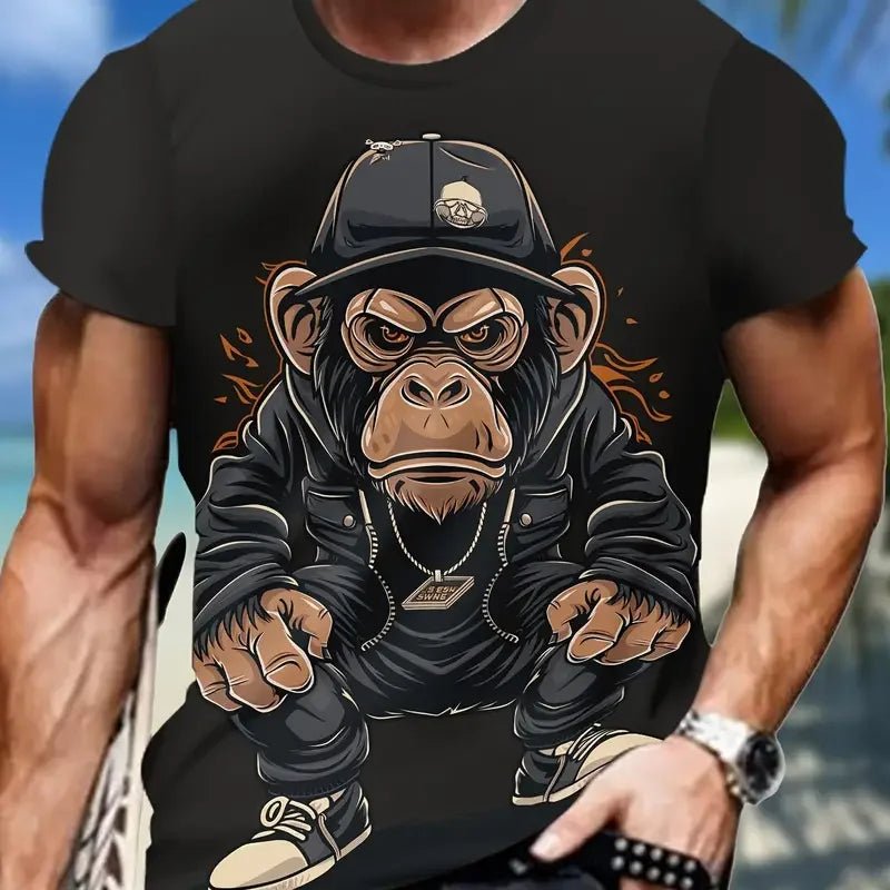 Monkey Print Men T-shirt Summer Fashion Animal 3D Print T Shirt For Men Short Sleeve Oversize Men Street Wear Stylish Men Cloth - La Tienda Bella