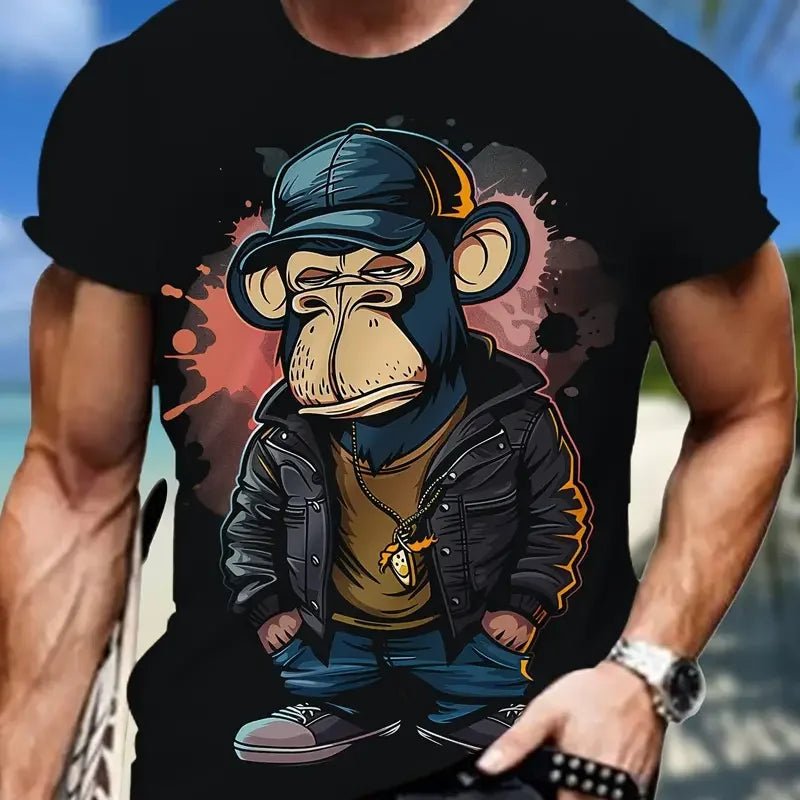 Monkey Print Men T-shirt Summer Fashion Animal 3D Print T Shirt For Men Short Sleeve Oversize Men Street Wear Stylish Men Cloth - La Tienda Bella