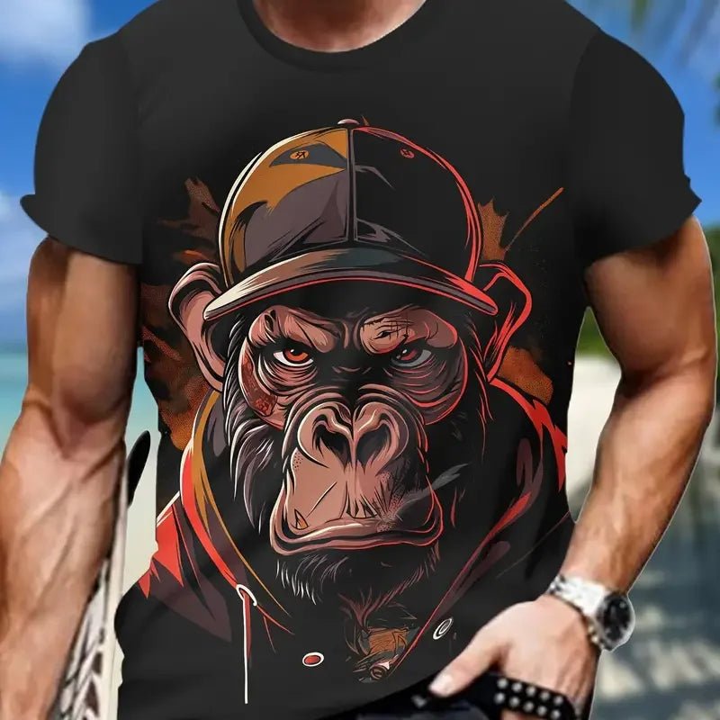 Monkey Print Men T-shirt Summer Fashion Animal 3D Print T Shirt For Men Short Sleeve Oversize Men Street Wear Stylish Men Cloth - La Tienda Bella