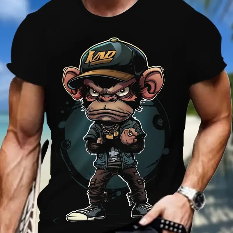 Monkey Print Men T-shirt Summer Fashion Animal 3D Print T Shirt For Men Short Sleeve Oversize Men Street Wear Stylish Men Cloth - La Tienda Bella