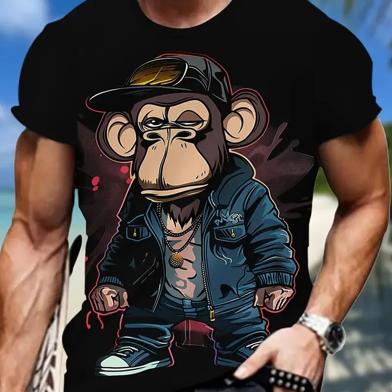 Monkey Print Men T-shirt Summer Fashion Animal 3D Print T Shirt For Men Short Sleeve Oversize Men Street Wear Stylish Men Cloth - La Tienda Bella