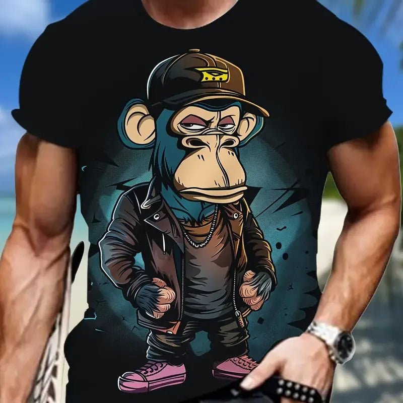 Monkey Print Men T-shirt Summer Fashion Animal 3D Print T Shirt For Men Short Sleeve Oversize Men Street Wear Stylish Men Cloth - La Tienda Bella