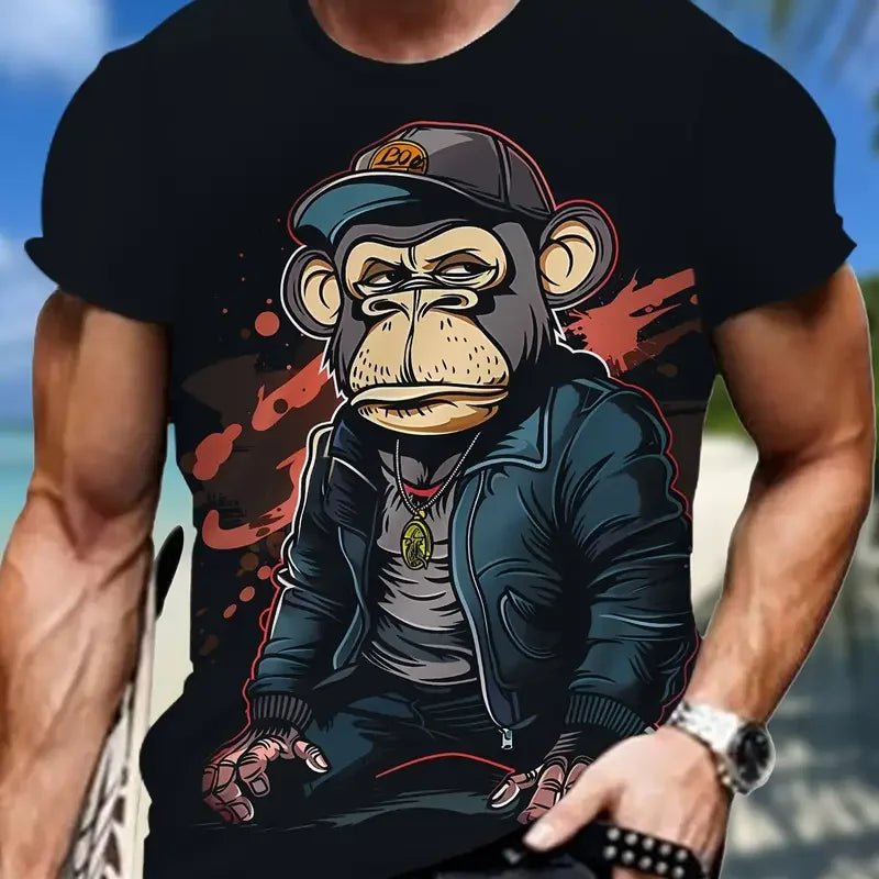 Monkey Print Men T-shirt Summer Fashion Animal 3D Print T Shirt For Men Short Sleeve Oversize Men Street Wear Stylish Men Cloth - La Tienda Bella