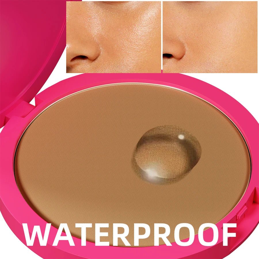 Natural Matte Pressed Powder Oil Control Brighten Whitening Face Base Foundation Compact Concealer Makeup Cosmetics - La Tienda Bella