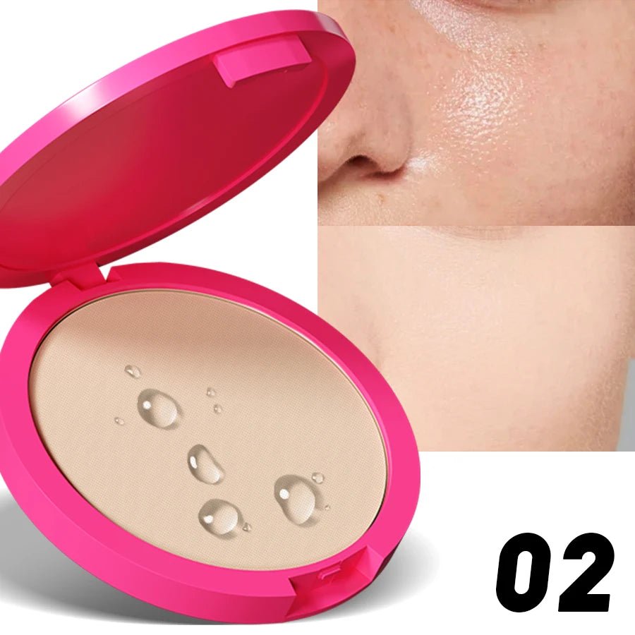 Natural Matte Pressed Powder Oil Control Brighten Whitening Face Base Foundation Compact Concealer Makeup Cosmetics - La Tienda Bella