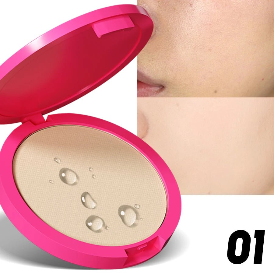 Natural Matte Pressed Powder Oil Control Brighten Whitening Face Base Foundation Compact Concealer Makeup Cosmetics - La Tienda Bella