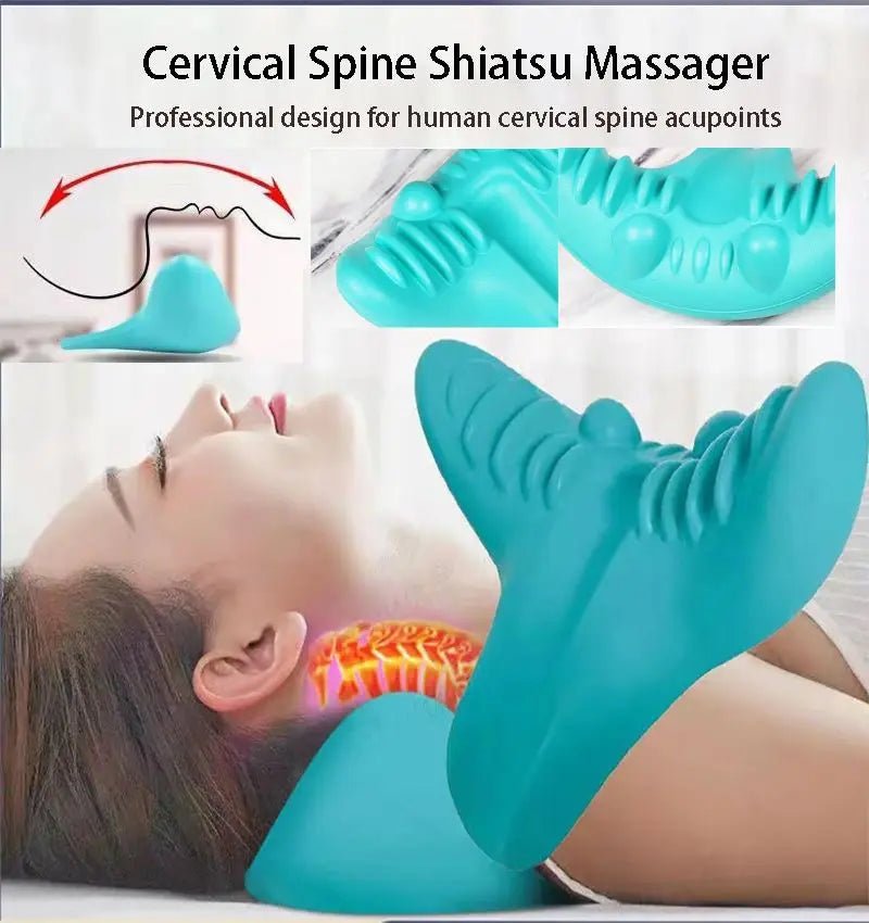 Neck Shoulder Stretcher Relaxer Cervical Chiropractic Traction Device Massage Pillow for Pain Relief Cervical Spine Alignment - La Tienda Bella