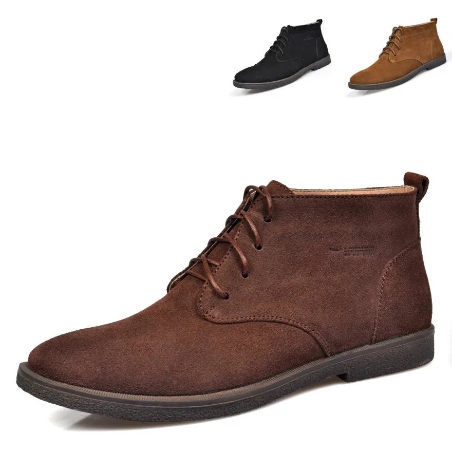 New Men Shoes Winter boots Suede Leather Boots Men Snow Boots Waterproof Winter Shoes Leather Men Ankle Boots Fur Men Shoes - La Tienda Bella