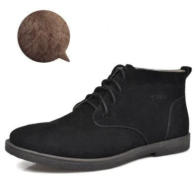 New Men Shoes Winter boots Suede Leather Boots Men Snow Boots Waterproof Winter Shoes Leather Men Ankle Boots Fur Men Shoes - La Tienda Bella