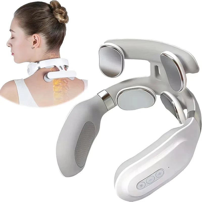 New Neck Massage Intelligent USB Rechargeable Adjustment Heating Pressing Pulse Portable Pulse Cervical Spine Massager Neck Care - La Tienda Bella