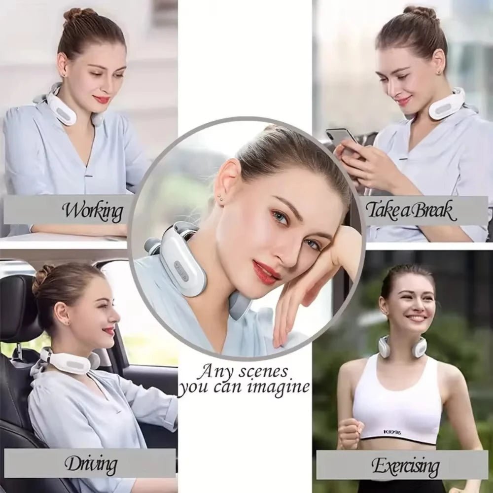 New Neck Massage Intelligent USB Rechargeable Adjustment Heating Pressing Pulse Portable Pulse Cervical Spine Massager Neck Care - La Tienda Bella