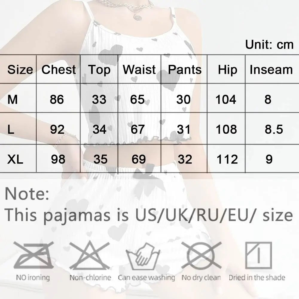 New Summer Thin Pajamas Solid Color Polyester Leisure Suit Homewear Set Sling Shorts Ladies - La Tienda Bella