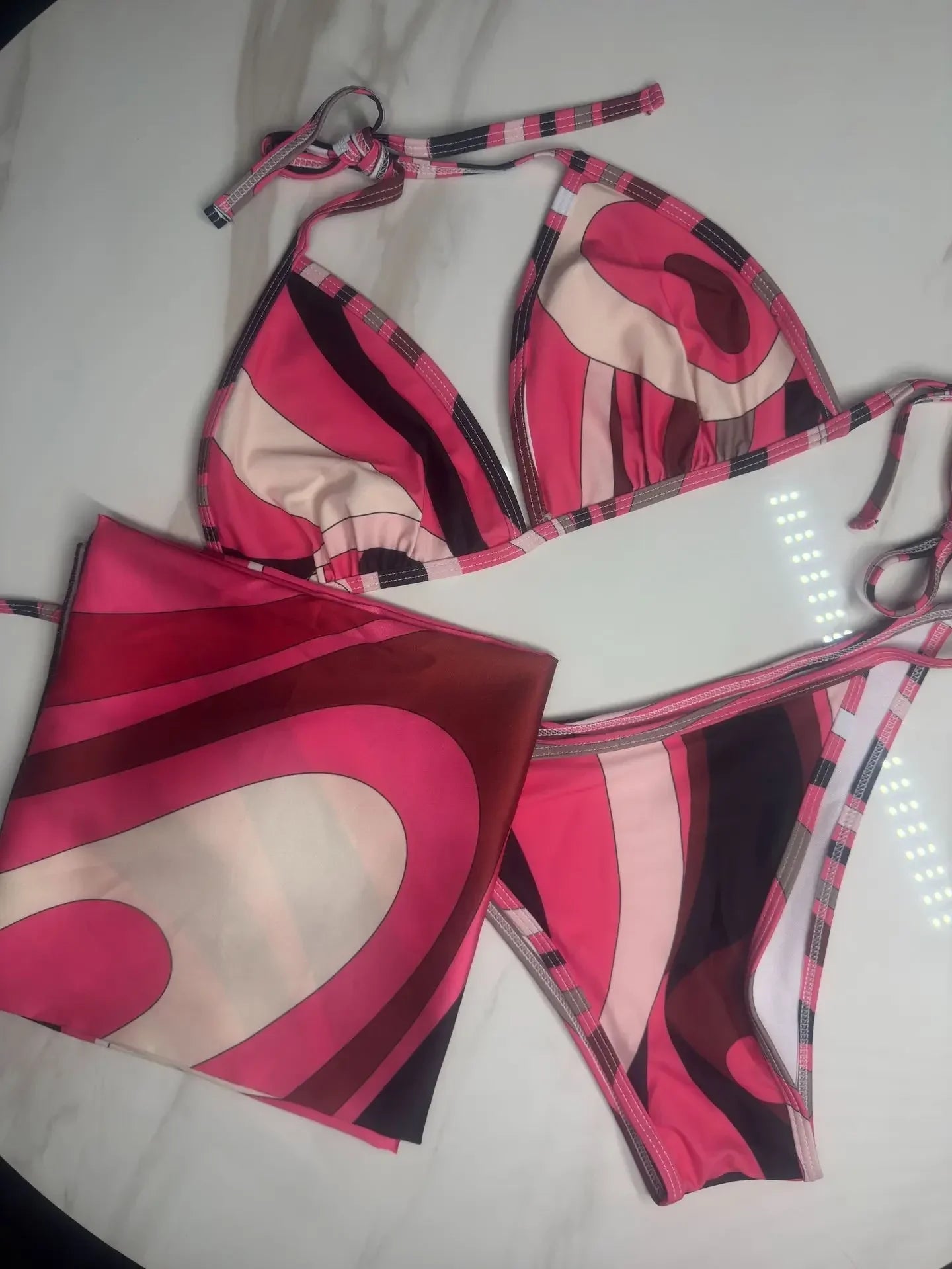 new women's scarf swimsuit beach swimwear headband bikini set - La Tienda Bella