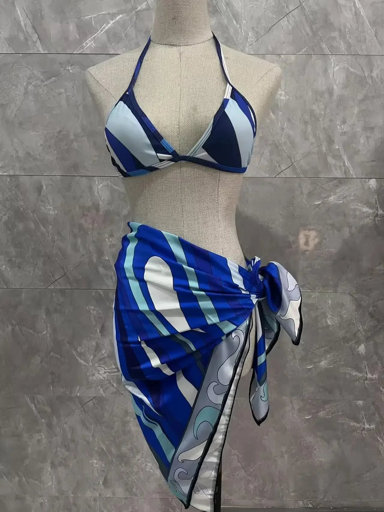 new women's scarf swimsuit beach swimwear headband bikini set - La Tienda Bella