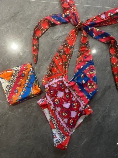 new women's scarf swimsuit beach swimwear headband bikini set - La Tienda Bella