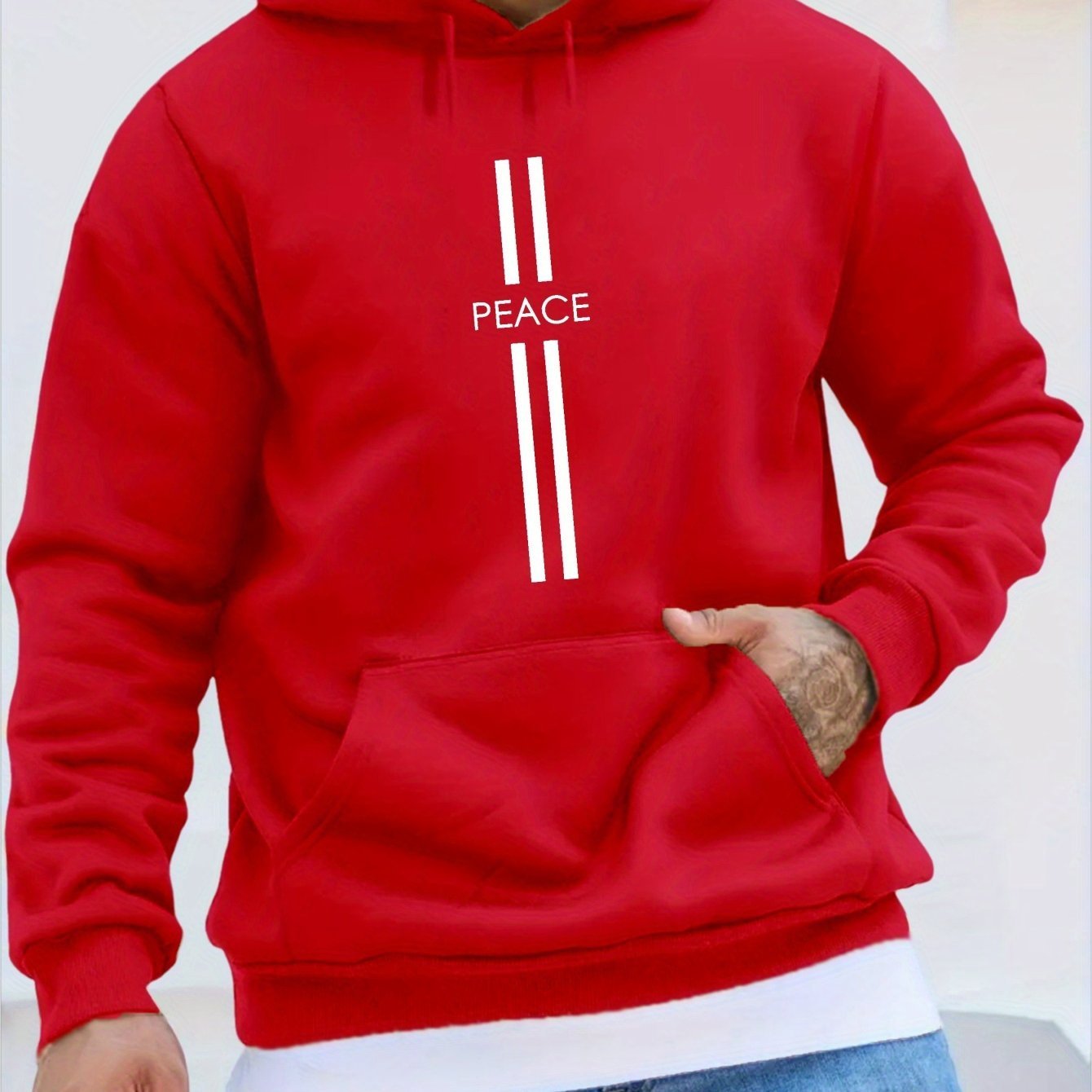 PEACE Print Hoodie - Unique Streetwear Design, Ultra - Comfortable Casual Pullover with Kangaroo Pocket, Perfect for Winter and Fall, Great Gift for Men - La Tienda Bella