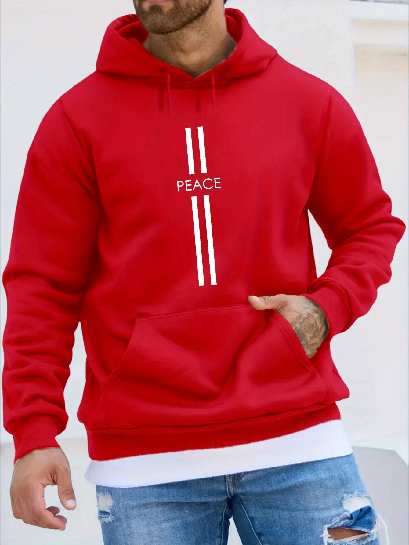PEACE Print Hoodie - Unique Streetwear Design, Ultra - Comfortable Casual Pullover with Kangaroo Pocket, Perfect for Winter and Fall, Great Gift for Men - La Tienda Bella