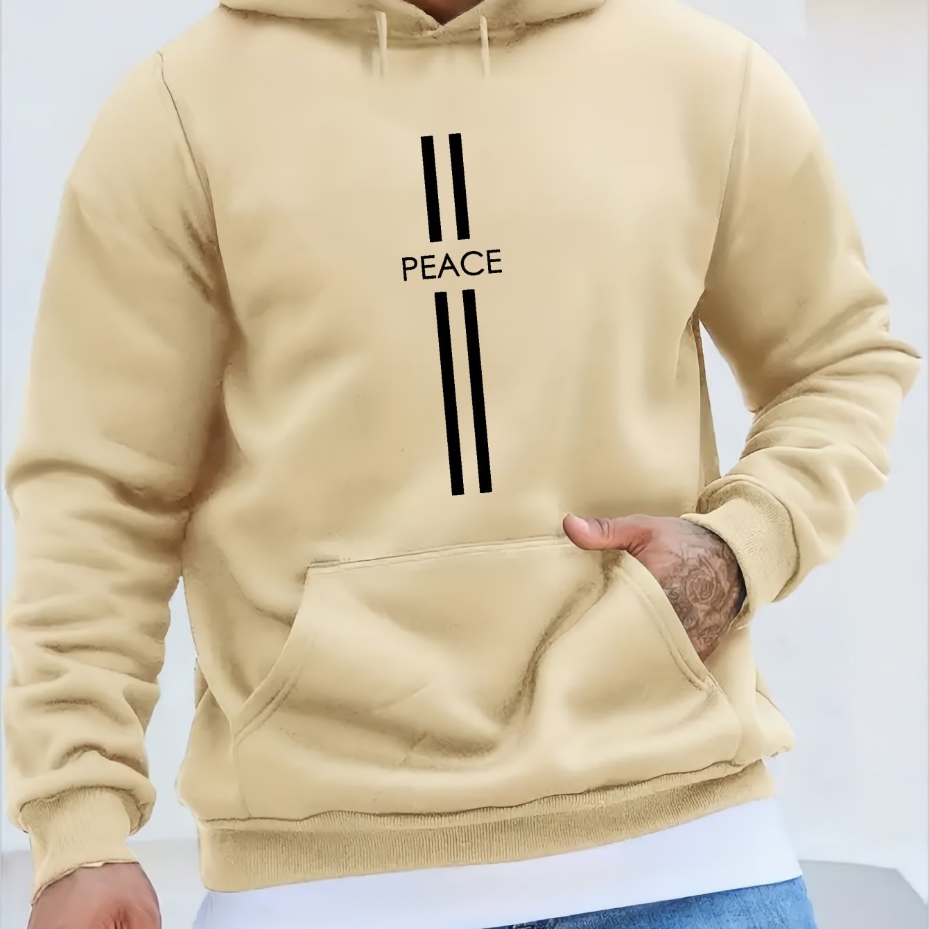PEACE Print Hoodie - Unique Streetwear Design, Ultra - Comfortable Casual Pullover with Kangaroo Pocket, Perfect for Winter and Fall, Great Gift for Men - La Tienda Bella